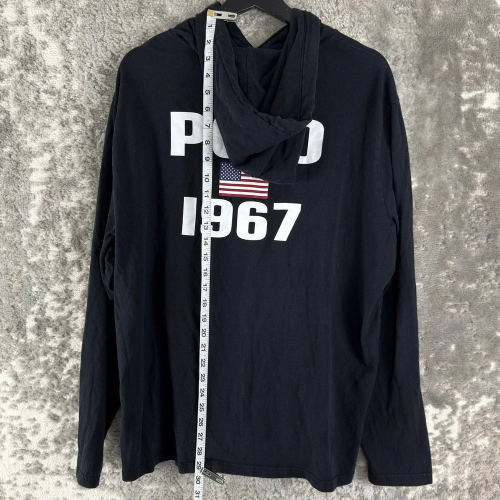Polo Ralph Lauren Size XL Big Pony Logo‎ Graphic Pullover Hoodie Black Mens